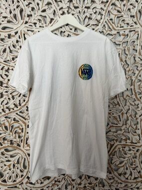Vans White Short Sleeve Tee with Multicolor Chest Emblem